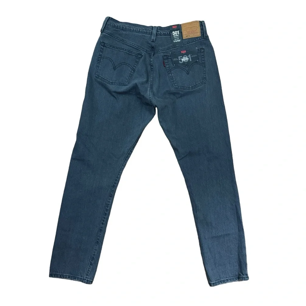 Levis 501 Skinny Jeans Size 29x28 Distressed Signature Button Fly Grey NWT
